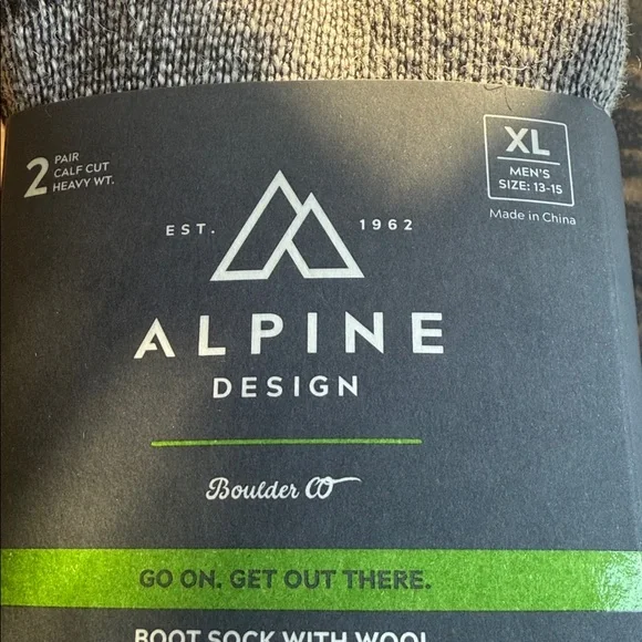 Alpine Design Men's Black and Gray Athletic Socks 2 pack - Picture 2 of 4